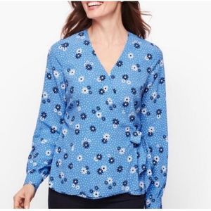 Talbots Floral Wrap Top/Shirt Size: Large